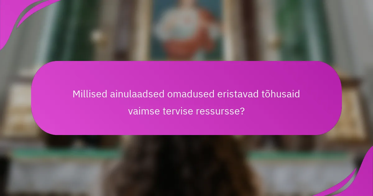Millised ainulaadsed omadused eristavad tõhusaid vaimse tervise ressursse?