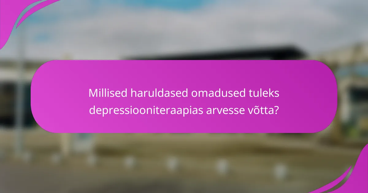 Millised haruldased omadused tuleks depressiooniteraapias arvesse võtta?