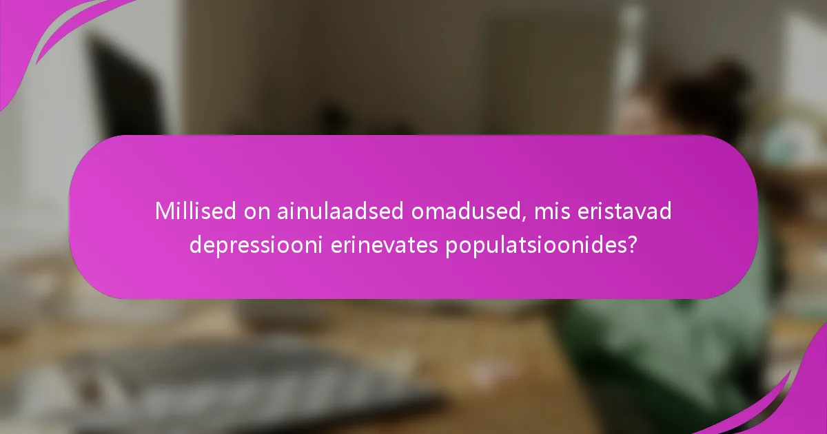 Millised on ainulaadsed omadused, mis eristavad depressiooni erinevates populatsioonides?