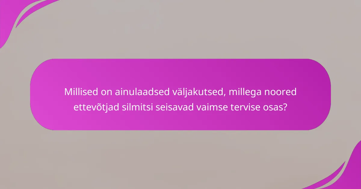 Millised on ainulaadsed väljakutsed, millega noored ettevõtjad silmitsi seisavad vaimse tervise osas?