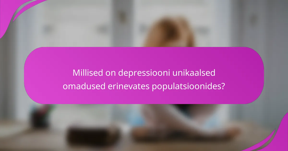 Millised on depressiooni unikaalsed omadused erinevates populatsioonides?