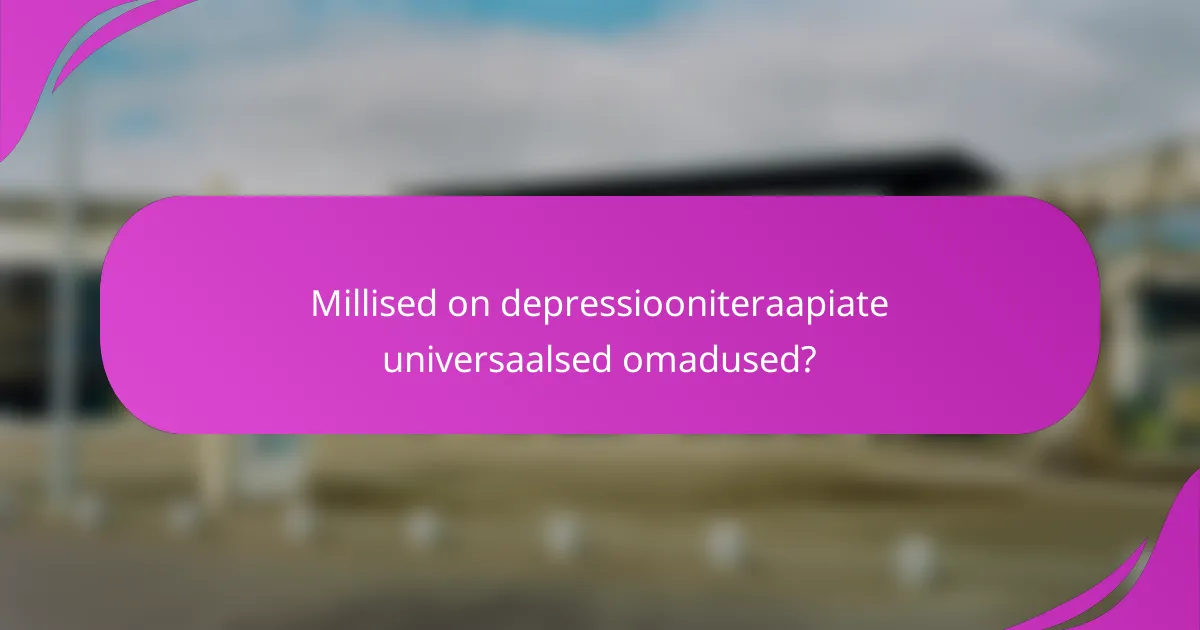 Millised on depressiooniteraapiate universaalsed omadused?